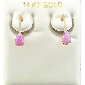 Genuine 0.82 Cts Opal Earrings 14k Yellow Gold